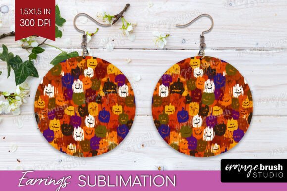 Download Halloween Round Earrings PNG Sublimation - Halloween Collection