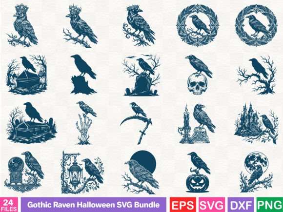 Download Gothic Raven Halloween SVG Bundle - Halloween Collection