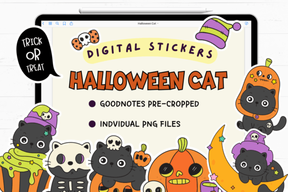 Download Goodnotes Halloween Stickers Cat PNG - Halloween Collection