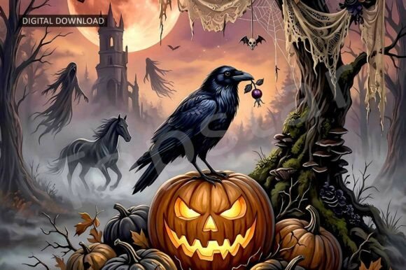 Download Creepy Forest Halloween Pumpkin Decor - Halloween Collection