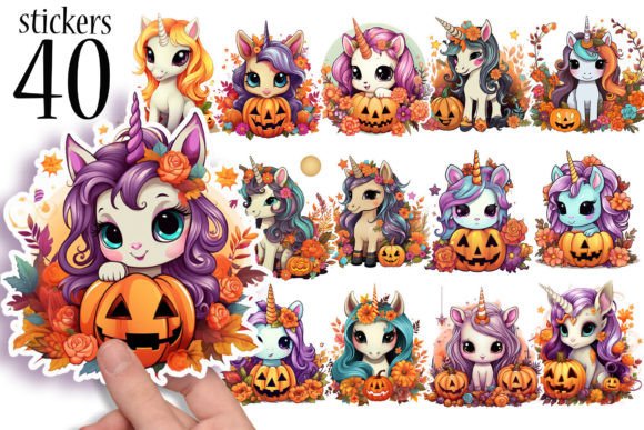Download Cute Unicorn Halloween Printable Sticker - Halloween Collection