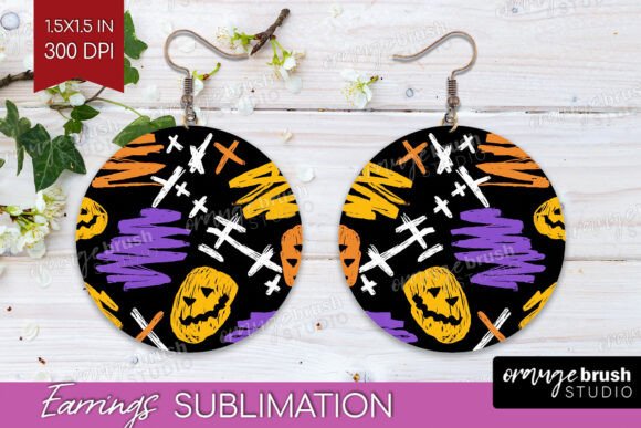 Download Halloween Round Earrings PNG Sublimation - Halloween Collection