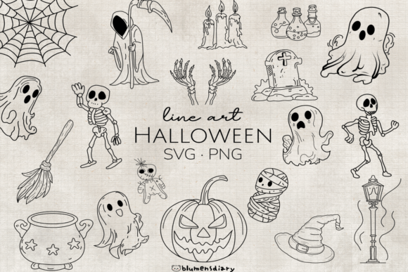 Download Line Art Halloween Elements Clipart - Halloween Collection