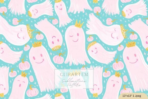 Download Halloween Ghost Princess Pattern Teal - Halloween Collection