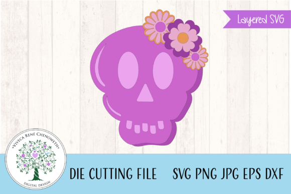 Download Pink Halloween Sugar Skull with Flowers - Halloween Collection