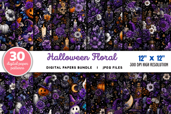 Download Halloween Floral Patterns Bundle - Halloween Collection