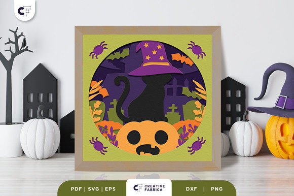 Download Halloween Wizard Cat 3D Shadow Box - Halloween Collection