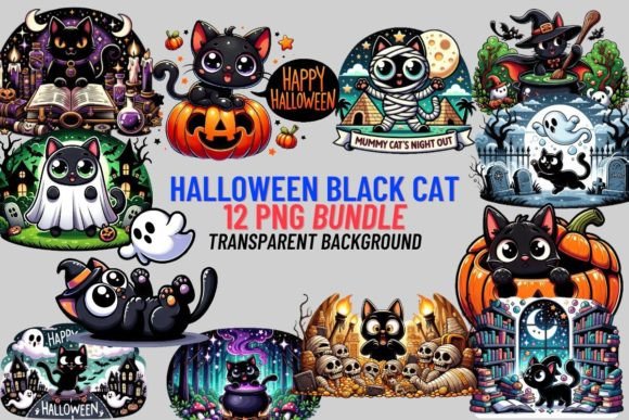 Download Cartoon Halloween Black Cats Sublimation - Halloween Collection