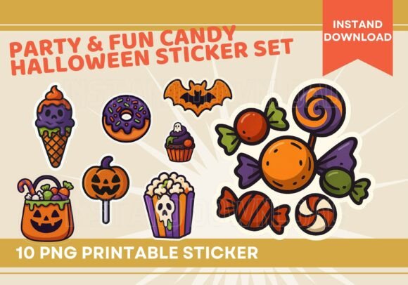 Download Cute Spooky Halloween Candy Sticker Set - Halloween Collection