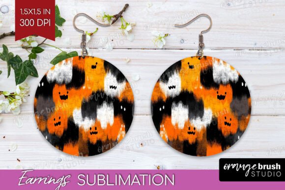 Download Halloween Round Earrings PNG Sublimation - Halloween Collection