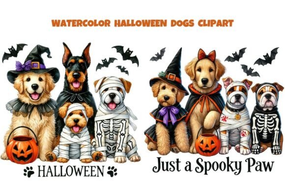 Download Watercolor Halloween Dogs Spooky Clipart - Halloween Collection