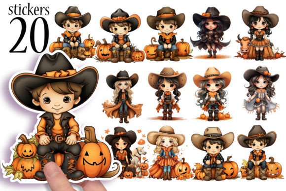 Download Cute Cowboy Halloween Printable Stickers - Halloween Collection