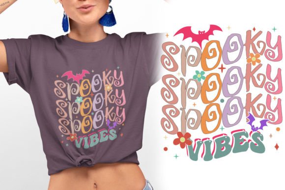 Download Retro Spooky Vibes Halloween Tee Design - Halloween Collection