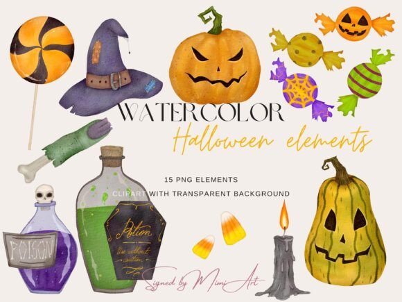 Download Halloween Spooky Watercolor Clipart - Halloween Collection