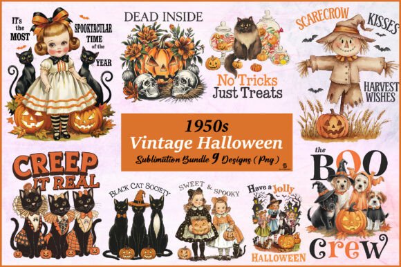 Download Vintage Halloween Sublimation Png Bundle - Halloween Collection