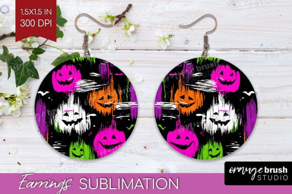 Download Halloween Round Earrings PNG Sublimation - Halloween Collection
