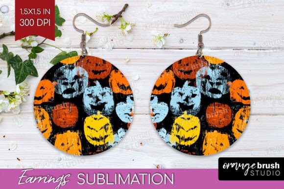 Download Halloween Round Earrings PNG Sublimation - Halloween Collection