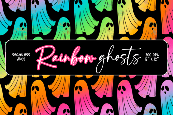 Download Neon Ghost Halloween Seamless Pattern - Halloween Collection