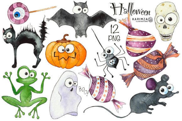 Download CUTE Watercolor Halloween Clipart PNG - Halloween Collection