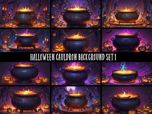 Download 12 Halloween Cauldron Background Set 1 - Halloween Collection