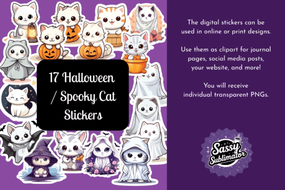 Download Cute Halloween Cat Stickers - Halloween Collection
