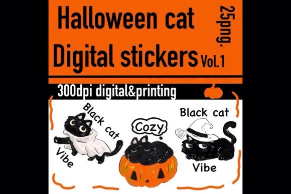 Download Halloween Cat Digital Stickers - Halloween Collection