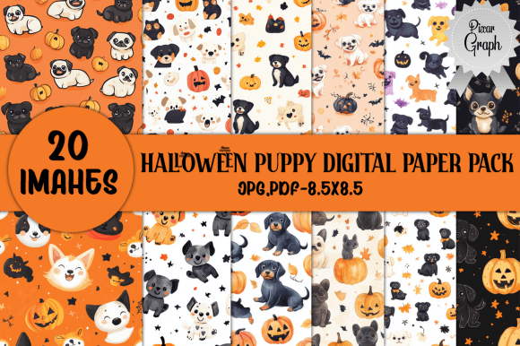 Download Halloween Puppy Digital Paper Pack - Halloween Collection