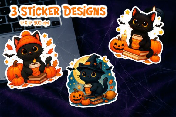Download Cute Halloween Black Cat Sticker PNG - Halloween Collection