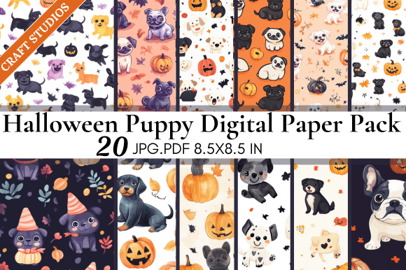 Download Halloween Puppy Digital Paper Pack - Halloween Collection