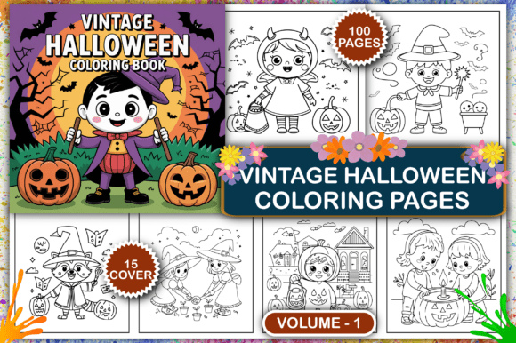 Download Cute Vintage Halloween Coloring Pages - Halloween Collection
