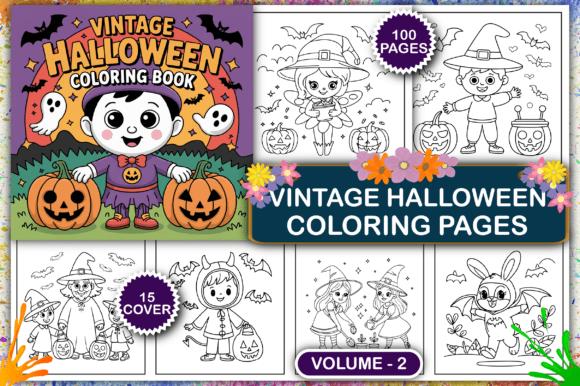 Download Cute Vintage Halloween Coloring Pages - Halloween Collection