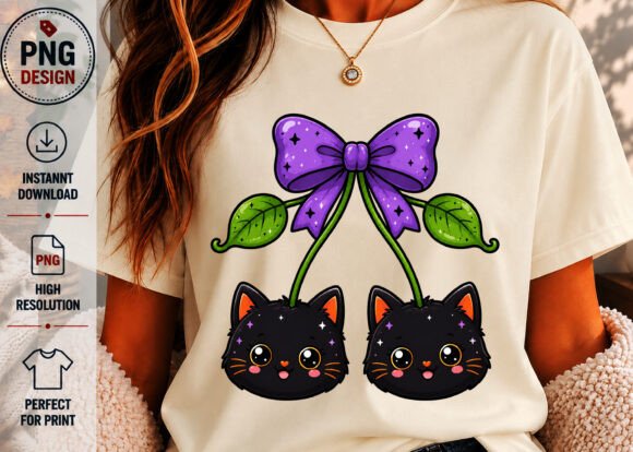 Download Cute Halloween Black Cat Cherry PNG - Halloween Collection
