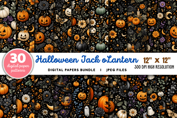 Download Halloween Jack O Lantern Pattern Bundle - Halloween Collection