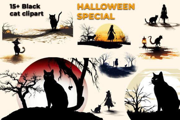 Download Cute Black Cat Halloween Clipart - Halloween Collection