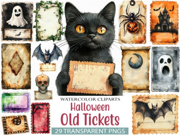 Download Halloween Old Tickets Clipart Bundle - Halloween Collection
