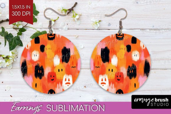 Download Halloween Round Earrings PNG Sublimation - Halloween Collection